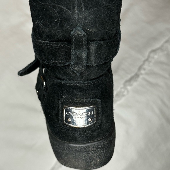 Coach Thelma Black Signature Embossed Suede Boots size 8 in good condition sexy - Picture 15 of 16